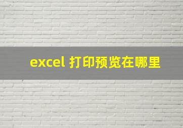 excel 打印预览在哪里